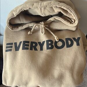 Logic Tan Hoodie with Black 'EVERYBODY' Print